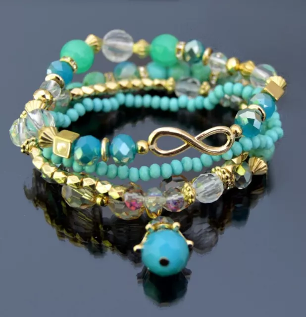 Set 4 Bracelet Elastischer-Armband Ibiza Brésilien Bohémien Perles Howlite