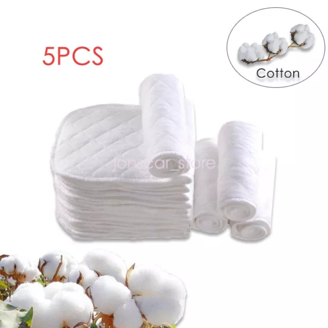 5Pcs Insert 3/6 Layer Baby Diapers Cotton Cloth Reusable Washable Baby Nappy