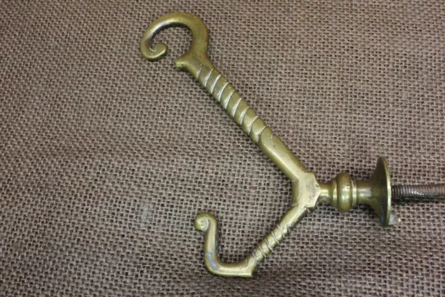 Old Hall Mirror Coat Hook Antique Brass Fancy Vintage Tarnished Mansion