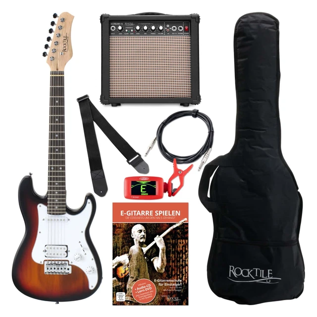 Kinder E-Gitarre Komplett Set Verstärker Amplifier Kabel Gigbag Gurt Sunburst