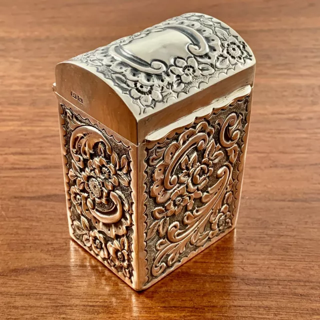 Nathan & Hayes Repousee Sterling Silver Parcel Gilt 2 Deck Playing Card Caddy