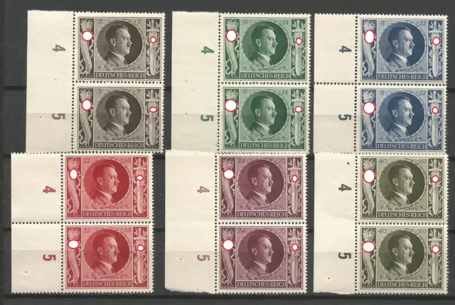 Deutsches Reich 1943 Mi 844-849 MNH** postfrisch paare OR