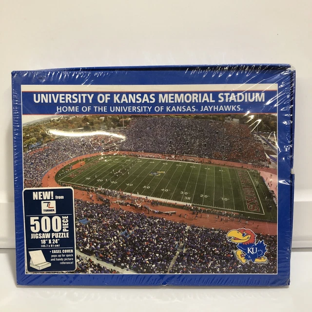 UNIVERSITY of KANSAS Jayhawks Memorial Stadium 500PC Puzzle Factory Sealed 18x24