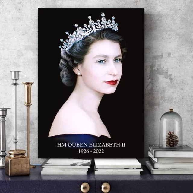 Queen Elizabeth II 2nd Crowned Memorabilia Picture Wall Canvas or Poster Print