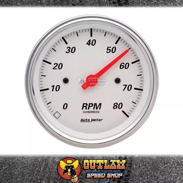 Autometer Tachometer Arctic White In Dash 3-3/8" 8000 Rpm - Au1390