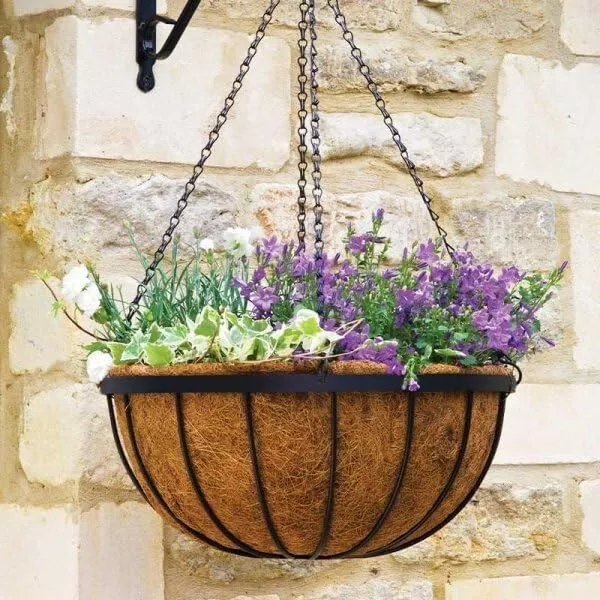 16inch Hanging Basket Outdoor Durable Metal Basket Garden Decorations Planters