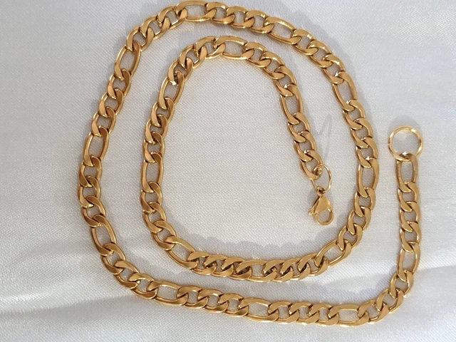 Parure Homme Chaîne Et Bracelet Acier Plaqué Or Grains De Café - Longueur 60cm - Neuf Avec étiquettes