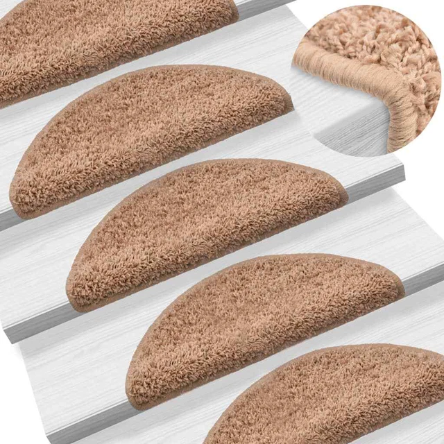 Vidaxl Tappetini per Scale 10 pz 56x17x3 cm Beige
