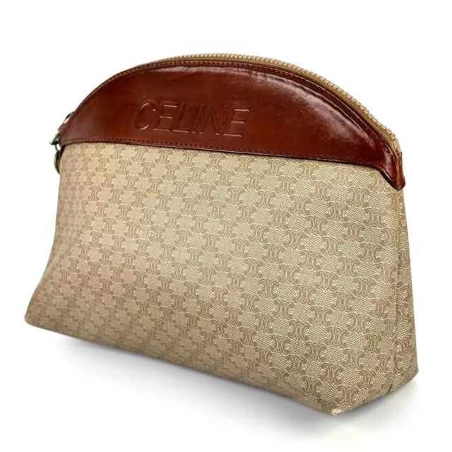 CELINE Macadam Blason Pattern Clutch Bag PVC Leather  beige 　Authentic rankAB ＪＰ