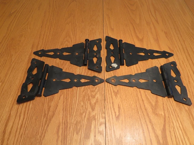 T Strap Barn Door Gate Shed Hinges 10.5" x 7.75" Set of Four Salvage Vintage
