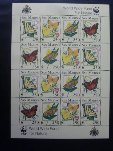 San Marino Kleinbogen MiNr.: 1535-1538 WWF Schmetterlinge ** postfrisch MNH