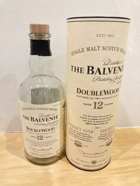 Balvenie Doublewood 12 Year Single Malt Scotch Whiskey Bottle & Canister-EMPTY