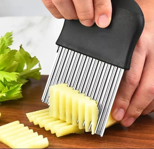 Potato Crinkle Cutter Stainless Steel Chips Chopper Wave Fries Slicer