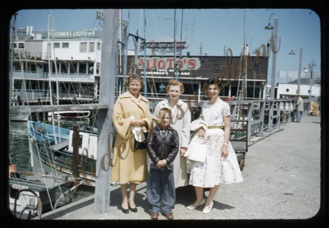 Pretty Women San Francisco Fishermen’s Wharf Signs 35mm Slide 1950s Kodachrome