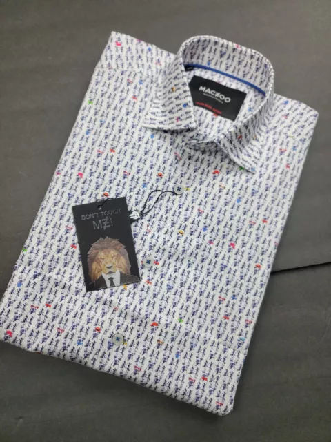 NWT Maceoo Fibonacci Dog Pattern Button Down Mens Dress Shirt - Small