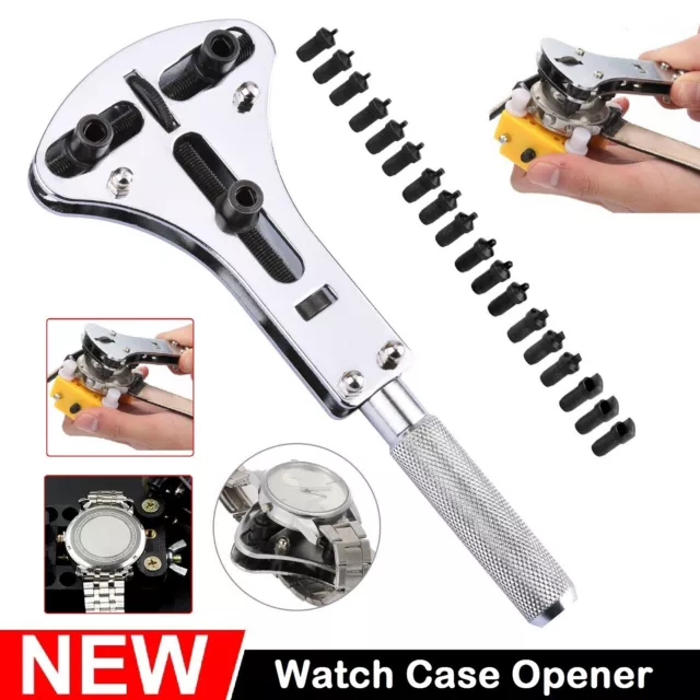 Watch Repair Back Case Opener Wrench Screw Cover Remover Tool Kit +18x Screw AU