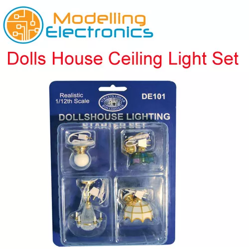 Dolls House Ceiling Light Set selection of 4 popular 1:12 Scale miniature DE101