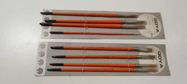 8 pennelli Raphael - pelo sintetico - 2 piatti e 6 tondi