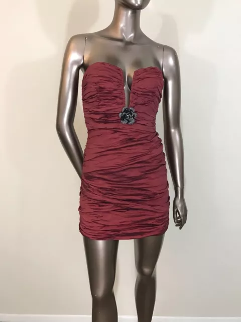 NWT BCBG Max Azria Tristina red wine strapless taffeta dress size 4 and 6