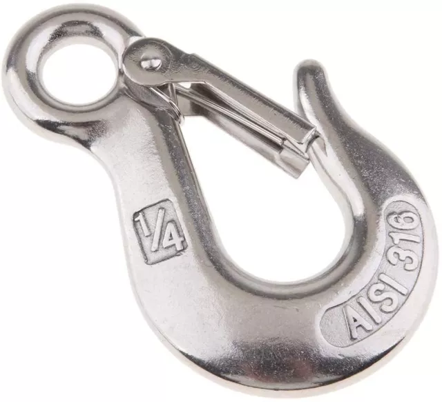 MarineNow Stainless Steel 316 Eye Chain Grab Slip Hook with Latch
