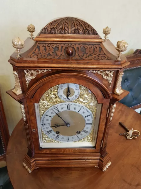 Superb Antique German Lenzkirch Burr Walnut Bracket Clock 3