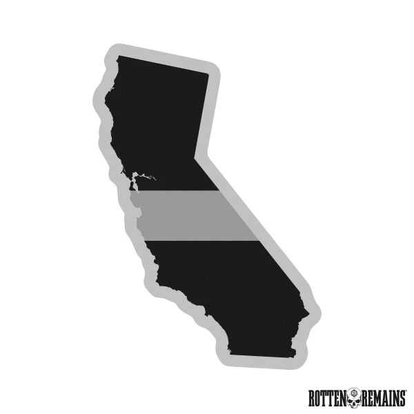 California State Thin Silver Line Decal CA Corrections Officer Vinyl Sticker e7m