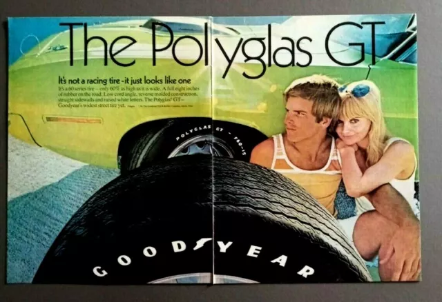 1970 Dodge Challenger Goodyear Polyglas GT original 2 pg magazine auto ad print