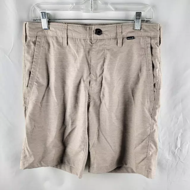 Hurley Shorts Mens 30 Beige Phantom Walkshorts Nike Dri-Fit Flat Front Stretch