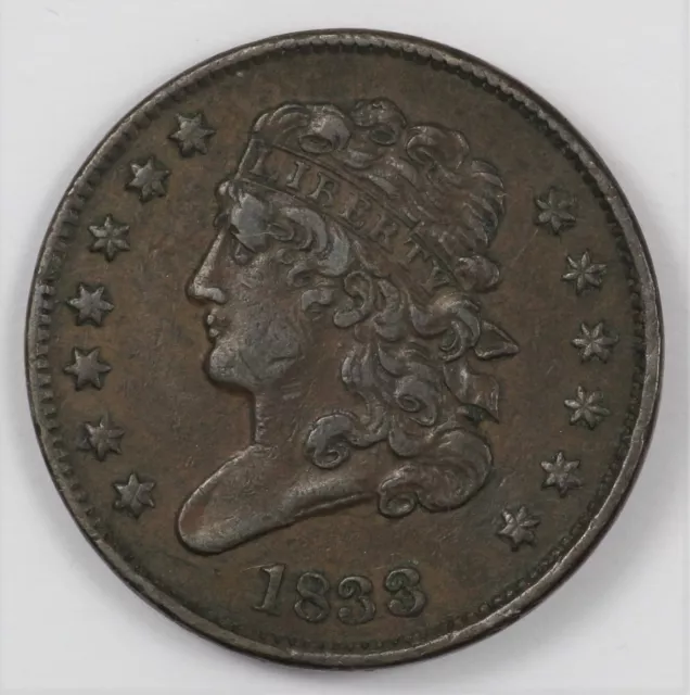 1833 Classic Head US Copper Half Cent 1/2C