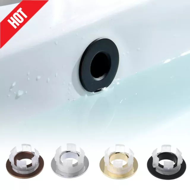 Bathroom Basin Sink Overflow Ring Chrome Cover Insert Replacement Cap Hole Cover