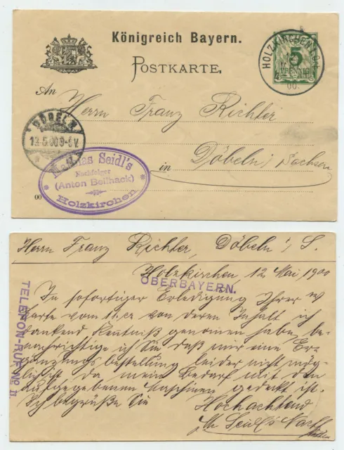 68437 - Ganzsache P 44 (00) - Postkarte - Holzkirchen 12.5.1900 nach Döbeln