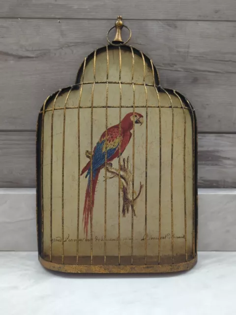Vintage Caged Parrot Wall Art