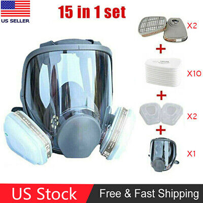 Full Face Gas Mask Painting Spraying Respirator w/Filters Set for 6800 Facepiece