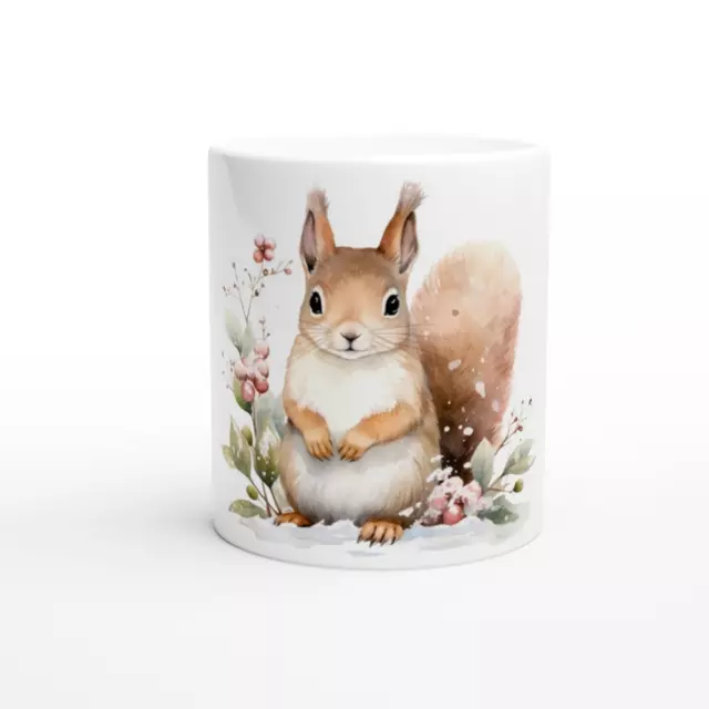 Eichhörnchen Tasse Keramik Sammeltasse Tiere im Winter 325ml Kaffebecher