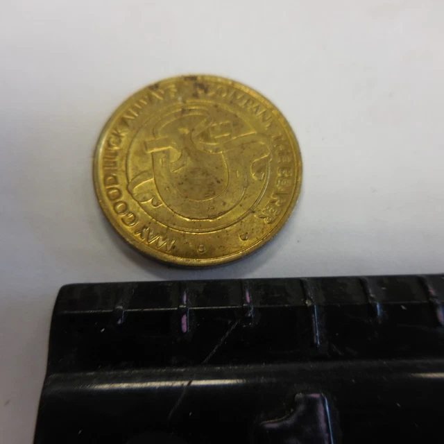 May Good Luck Always Accompany the Bearer American Eagle Flag Horseshoe Coin