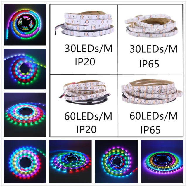 LED Strip Light WS2812B 5050 RGB 30/60LEDs/M WS2812 IC Individual Addressable 5V