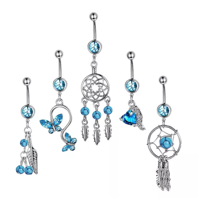 Bohemian Style Dangle Belly Rings Set of 5 by Holibanna