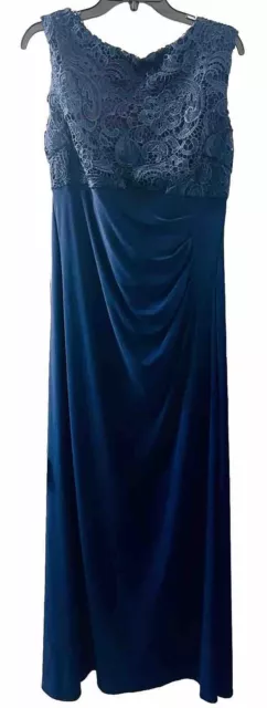 Alex Evening Women’s Prom Dress Size 14 Navy Blue Party Wedding Formal Lace Gown 2