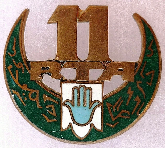 Untached Symbol 11TH RTA REGIMENT ALGERIAN TIRAILLEURS UNATTACHED ORIGINAL ENAMEL BADGE ...