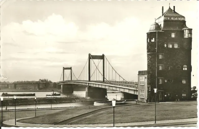 AK Duisburg Ruhr - Neue Rheinbrücke, Schlepper, Schiffe, Eisenbahnbrücke - 1954