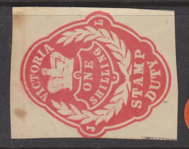 1880's VICTORIA 1/- RED IMPRESSED STAMP DUTY - Y667