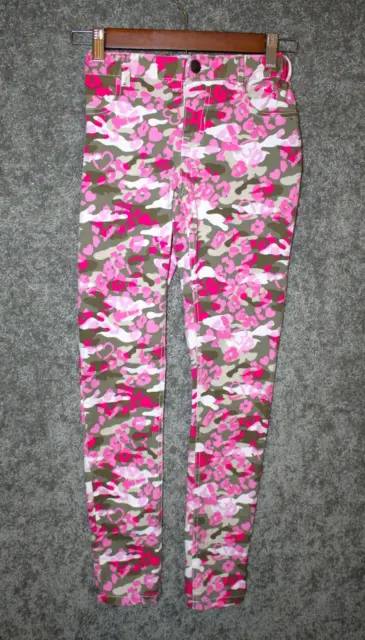 Childrens Place Girls 12 Stretch Jeggings Pink Camo Heart Valentines Pants Jeans