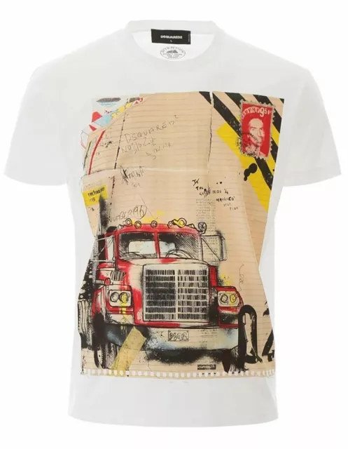 ✅ DSQUARED Milano T-shirt uomo girocollo TG S-M-L-XL-XXL colore Bianco S74GD0648