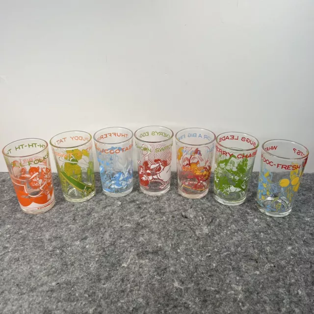 Set of 7 Different 1970s Warner Bros Welch’s Jelly Juice Looney Tunes Glasses