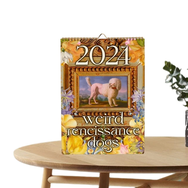 MEDIEVAL DOG CALENDAR Weird Unique 2024 Funny Dog Calendars Retro 16