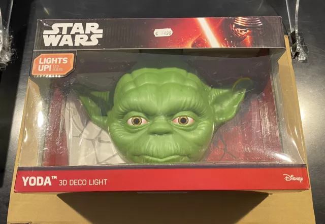 Star Wars YODA 3D Deco Light Disney Lights Up ! Nuovo New Sealed