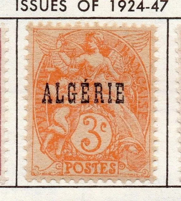 Algeria 1924 Early Issue Fine Mint Hinged 3c. Optd 170502