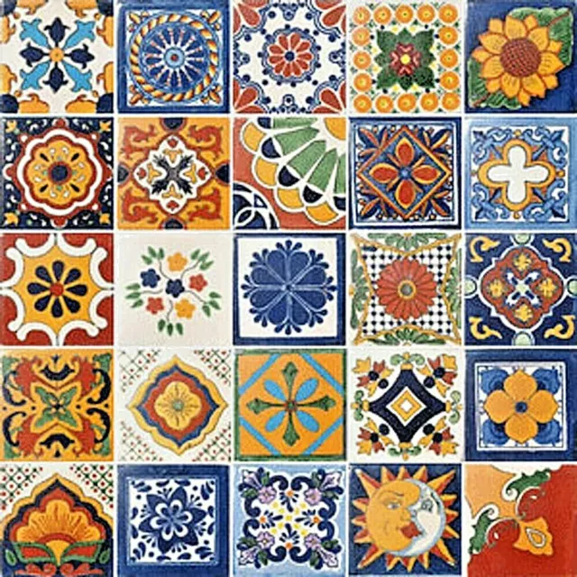 25 MEXICAN TILES 2x2 CERAMIC POTTERY TALAVERA MEXICO WALL FLOOR DECOR #006