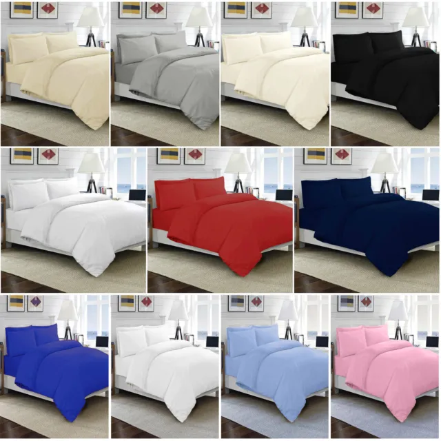 100% Egyptian Cotton Duvet Quilt Cover Set Single Double King Size Bed Sheets