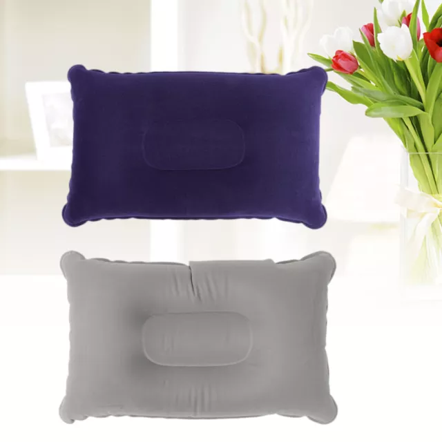 2 Pcs PVC Flocking Inflatable Pillows Camping Cushion Travel